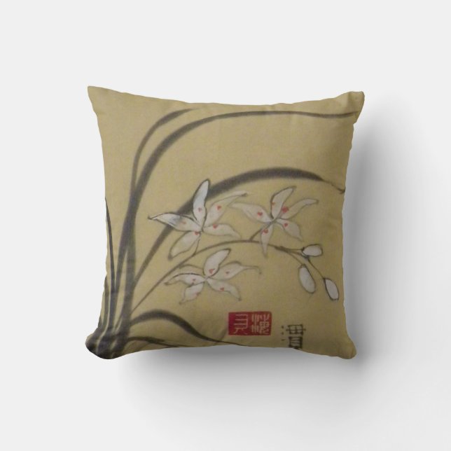 Sumi-e Orchid by Chelsea McGraw Cushion (Front)