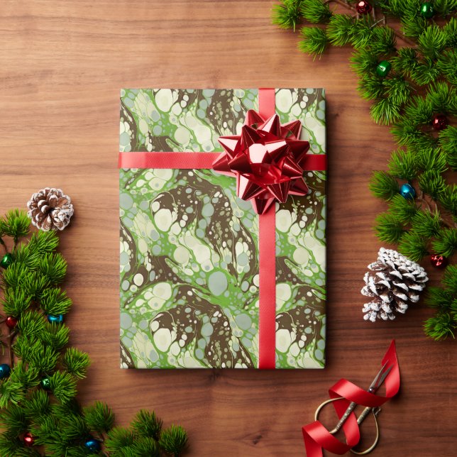 Suminagashi Green Marble Paper Pattern (Holiday Gift)
