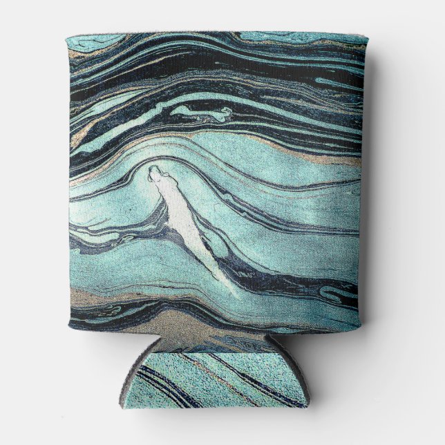 Suminagashi, Japanese Marbling Art. Can Cooler (Front)