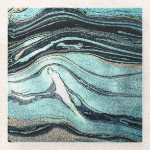 Suminagashi, Japanese Marbling Art. Glass Coaster