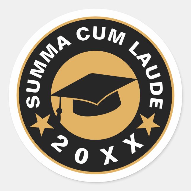 Summa Cum Laude Graduation Classic Round Sticker (Front)