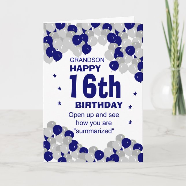 summarised grandson birthday card (Front)