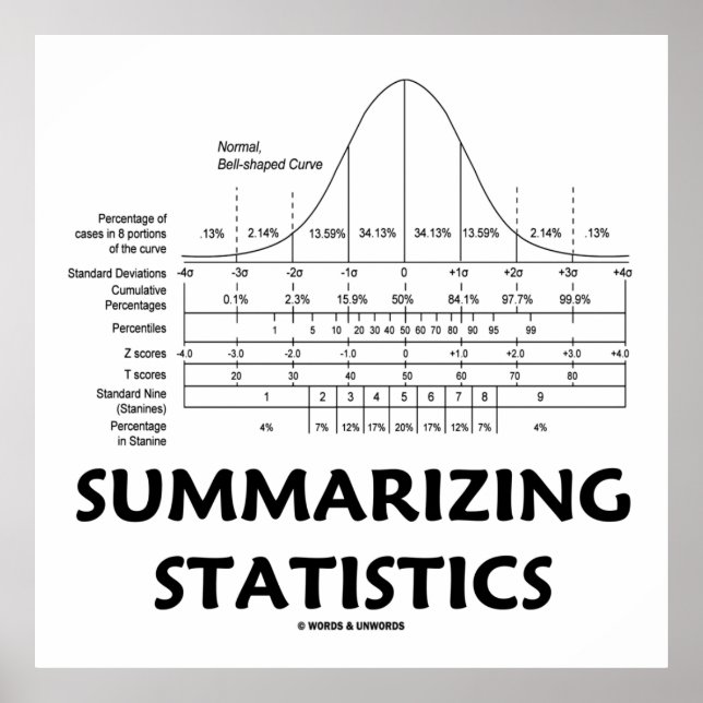 Summarising Statistics (Bell Curve Distribution) Poster (Front)