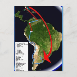 Summary Description Espa?ol: Map of the first voya Postcard