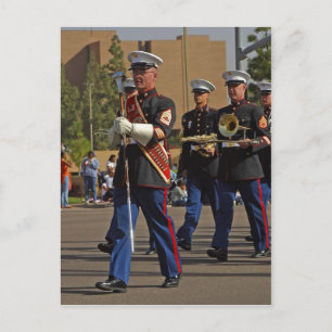 Summary Description The drum major leads the Marin Postcard