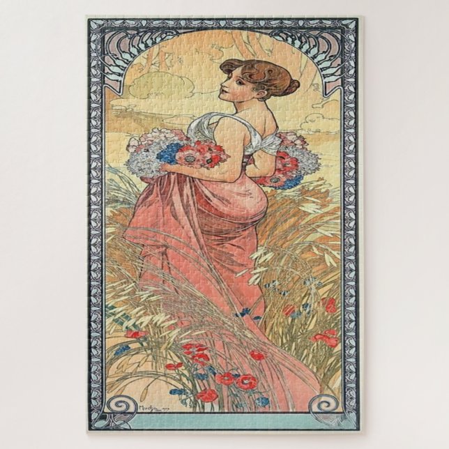 Summer 1900: An Art Nouveau by Mucha  Jigsaw Puzzle (Vertical)