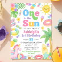 Summer 1st Birthday Invitation - One in the Sun