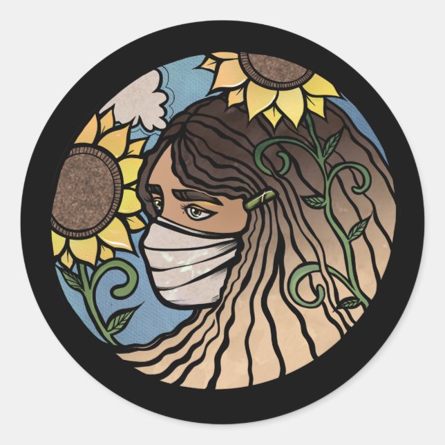 Summer 2020 Mask Up Goddess Classic Round Sticker (Front)