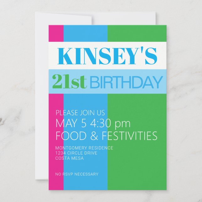 Summer 21st Birthday Invitation (Front)