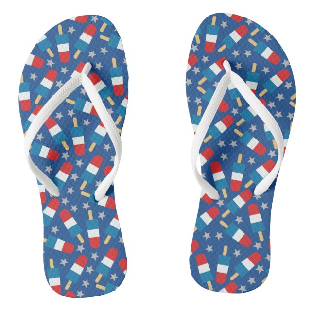 Summer 4th of July Patriotic Popsicles Jandals (Footbed)