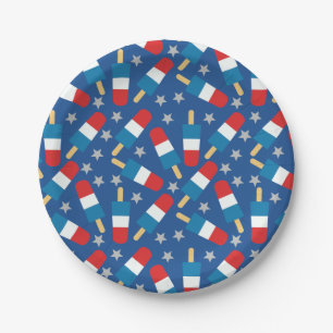 Summer 4th of July Patriotic Popsicles Paper Plate