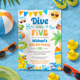 Summer 5th Birthday Invitation - Dive into Five