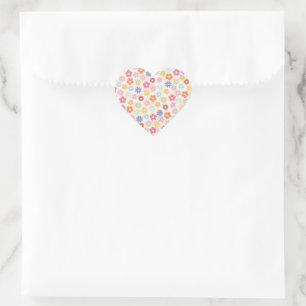 Summer 70’s Boho Retro Daisy Flowers Heart Sticker