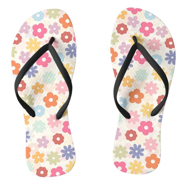 Summer 70’s Boho Retro Daisy Flowers Jandals (Footbed)