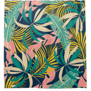 Summer abstract seamless pattern with colorful tro shower curtain