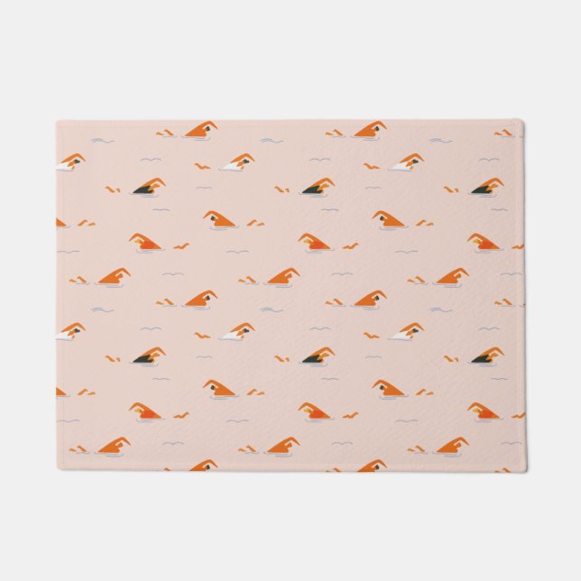 Summer Abstract Swimming Lanes Pool  Doormat (Front)