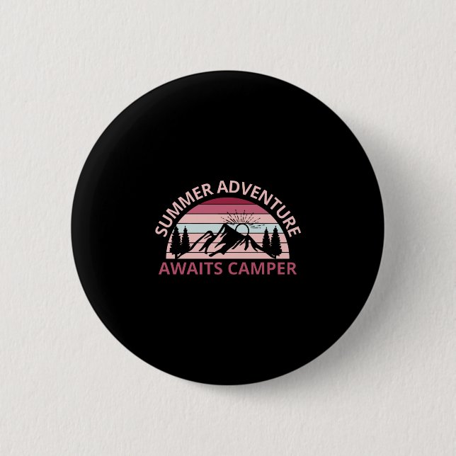 Summer Adventure Awaits Camper-Adventure-Camper 6 Cm Round Badge (Front)