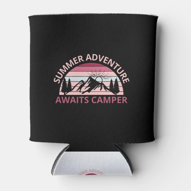 Summer Adventure Awaits Camper-Adventure-Camper Can Cooler (Front)