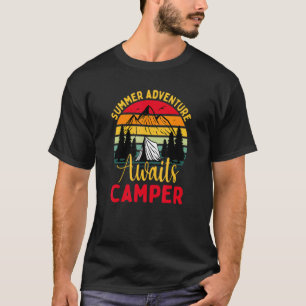 Summer Adventure Awaits Camper Vintage Camping T-Shirt