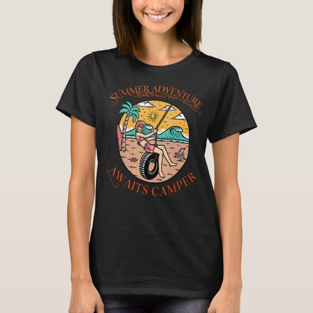 Summer Adventure Awaits Campers Relax Tee Summer S (Front)