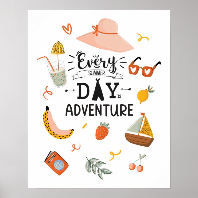 Summer Adventure Quote Colourful Kids Nursery Poster (Front)