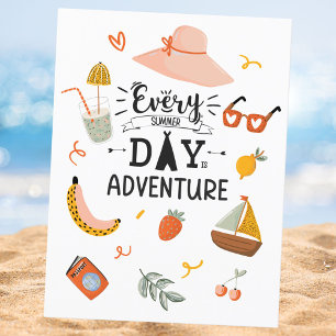 Summer Adventure Quote Colourful Postcard