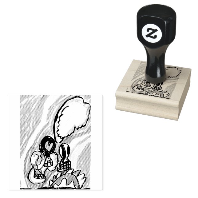 Summer air balloons   rubber stamp (Stamped)