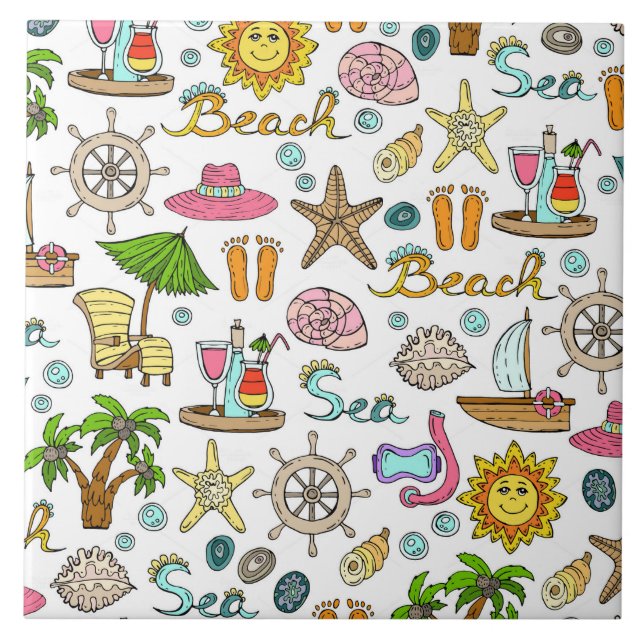 Summer and beach patterns tile (Front)