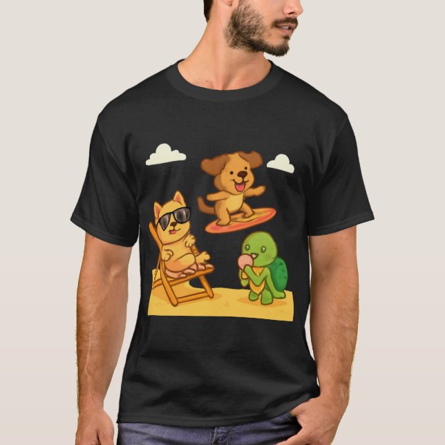 Summer Animals Collection - Cute Cartoon Style T-Shirt (Front)