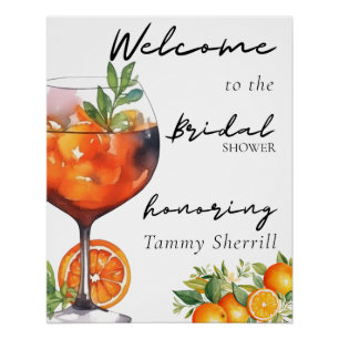Summer Aperol Spritz Orange Modern Bridal Shower Poster