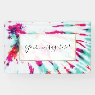 Summer Artsy Girly Neon Teal Pink Tie Dye Pattern Banner
