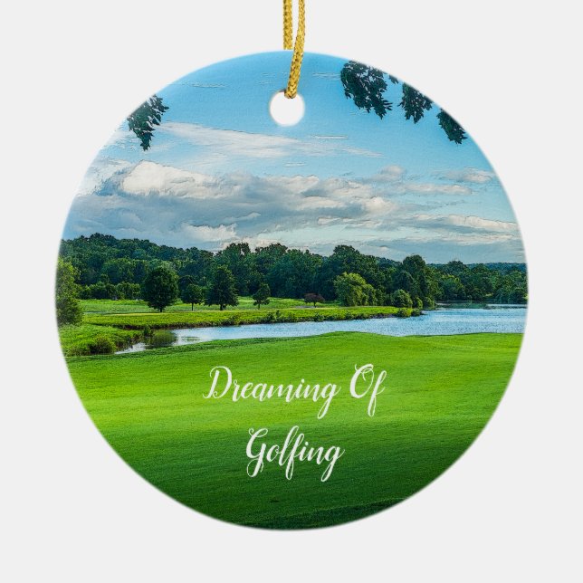Summer At The Golf Course Ceramic Tree Decoration (Front)