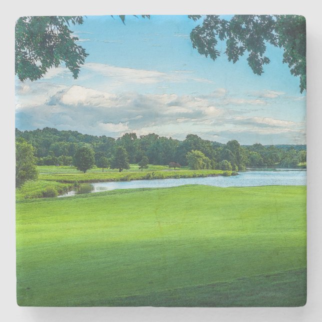 Summer At The Golf Course Stone Coaster (Front)
