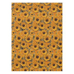 Summer Autumn Fall Yellow Sunflowers Brown Tablecloth