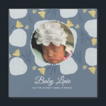 Summer Baby Beach Theme Border Blue Photo Birth<br><div class="desc">Birth Announcements with Beach Theme Sand Dollar Botanical</div>