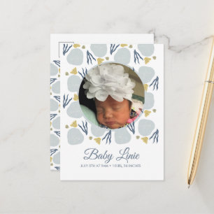 Summer Baby Beach Theme Border Photo Birth Announc Announcement Postcard