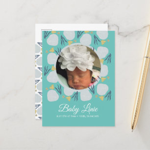 Summer Baby Beach Theme Border Photo Birth Announcement Postcard
