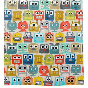 summer baby robots shower curtain