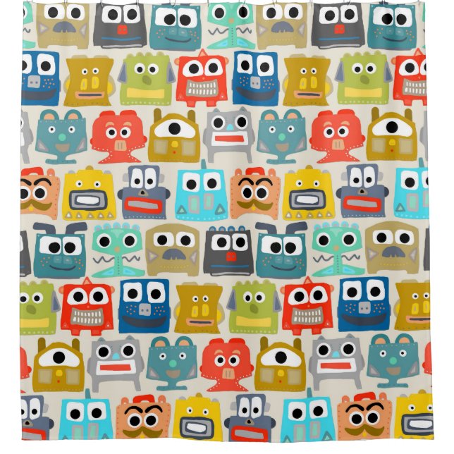 summer baby robots shower curtain (Front)