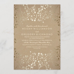 Summer Baby's Breath - Gold Floral Wedding Invitation