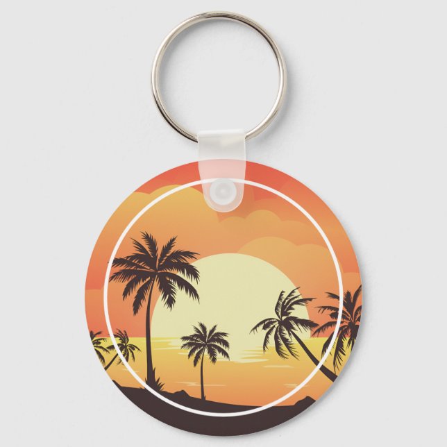 Summer Background with Palm Trees-32134 Key Ring (Front)