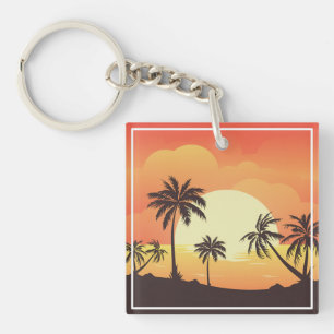 Summer Background with Palm Trees-32134 Key Ring