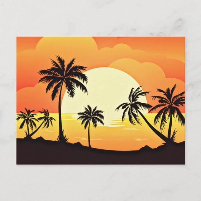 Summer Background with Palm Trees-32134 Postcard (Front)