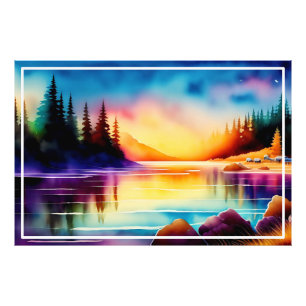 Summer Background With Sunset Palm Trees-56700 Photo Print