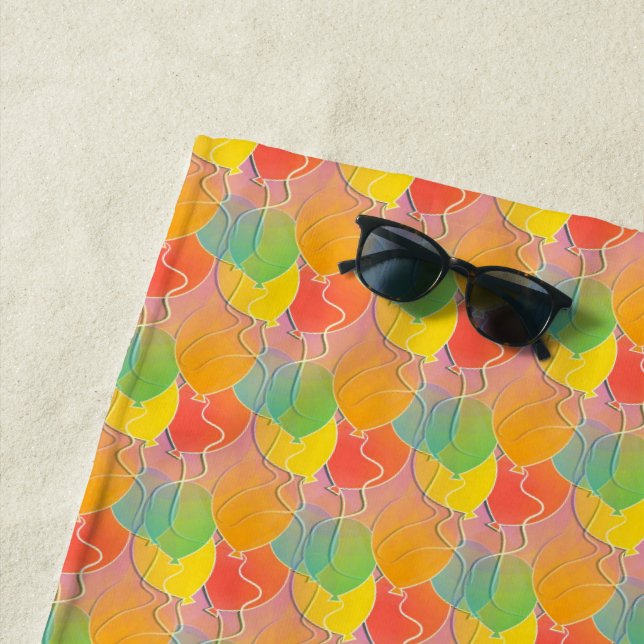 Summer Balloons Pattern Beach Towel (In Situ)