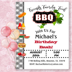 Summer Barbecue Birthday Bash Invitation