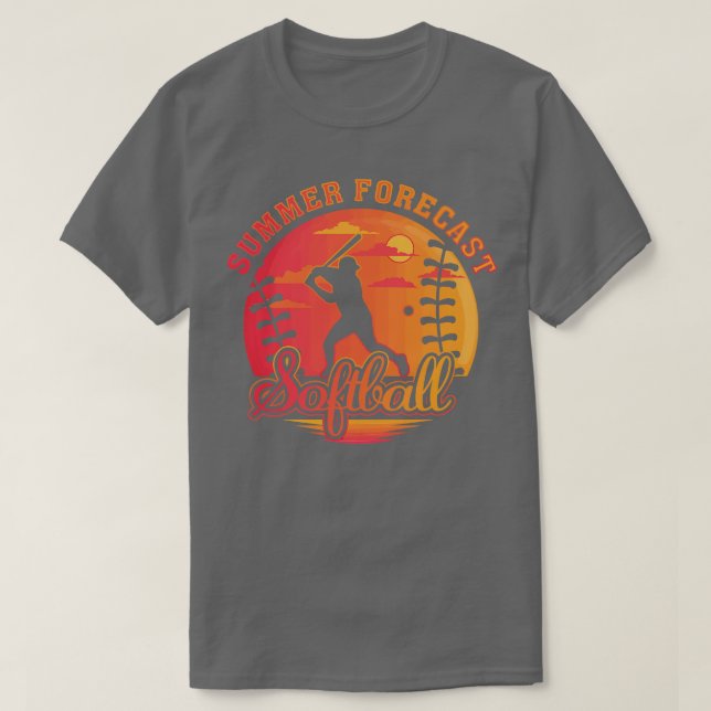 Summer Baseball Forecast Sunny Days and Double Pla T-Shirt (Design Front)