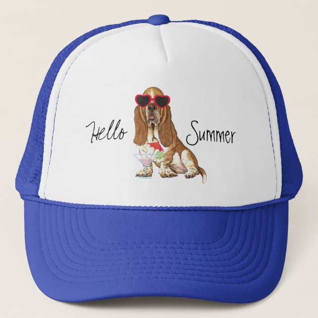 Summer Basset Hound Trucker Hat (Front)
