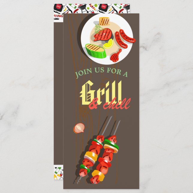 Summer BBQ Cookout Grilling Outdoor Party Invitation (Front/Back)