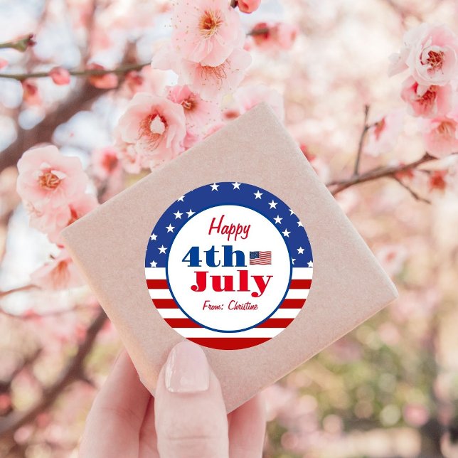 Summer BBQ Family Reunion 4th of July Custom  Classic Round Sticker (Creator Uploaded)